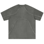 Y2K Striped Suede Oversized T-Shirt — detail shot