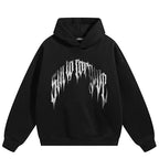 Black Gradient Graphic Hoodie — fabric close-up