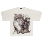 Vintage Cats Graphic Oversized T-Shirt — styling shot