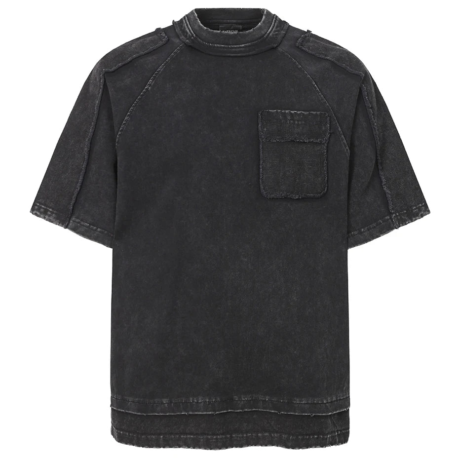 Fake Vintage Patchwork Oversized T-Shirt — back view