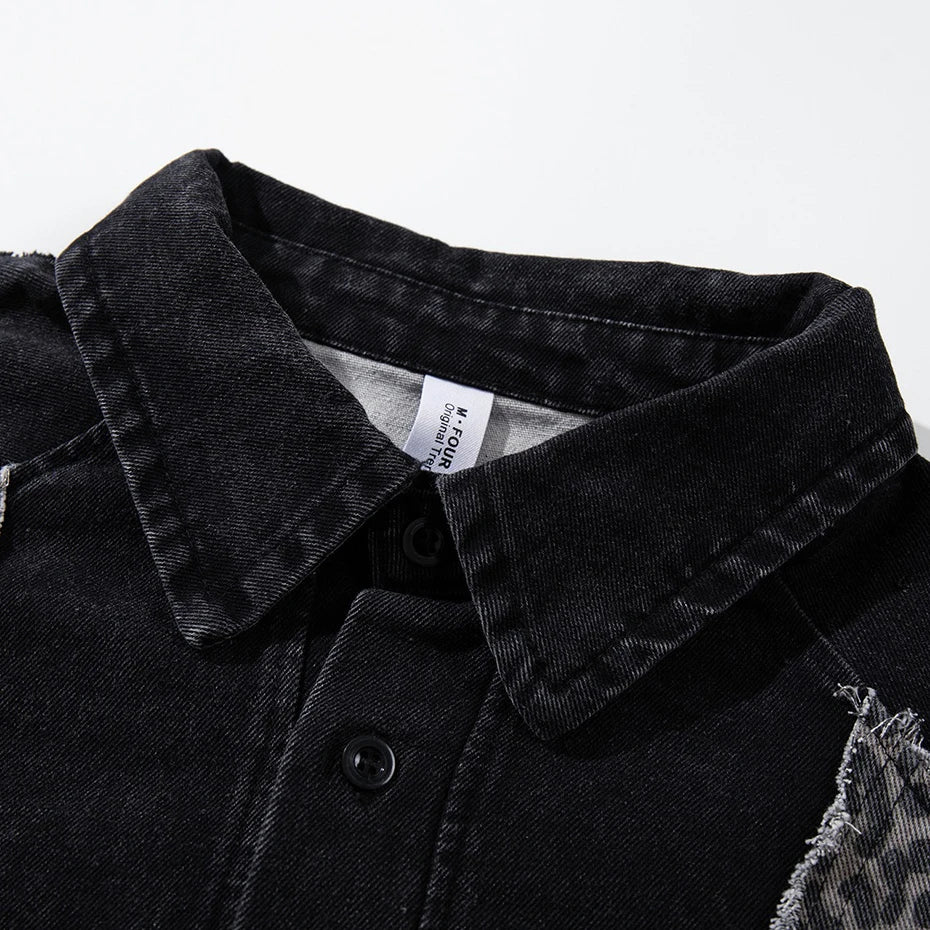 Vintage Leopard Patchwork Oversized T-Shirt — back view