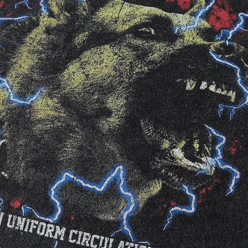 Wolf Lightning Washed T-Shirt — fabric close-up