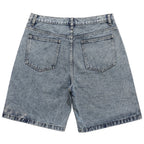Blue Patchwork Oversized Denim Shorts — front view