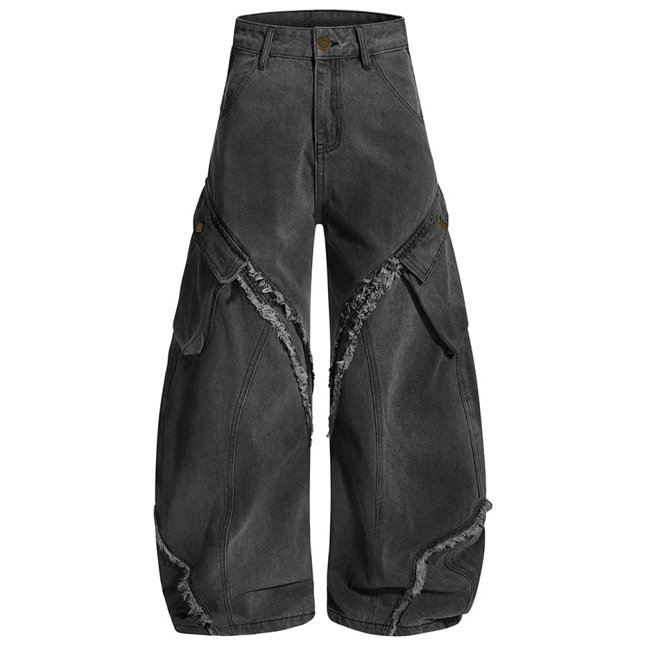 Vintage White Denim Baggy Jeans — fit shot