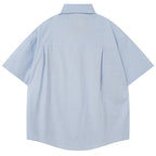 Funny Cat Embroidered Loose Shirt — front view