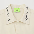Loose Short Sleeve Button-Up Shirt — fit shot