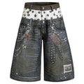 Vintage Chain Graphic Loose Denim Shorts — styling shot