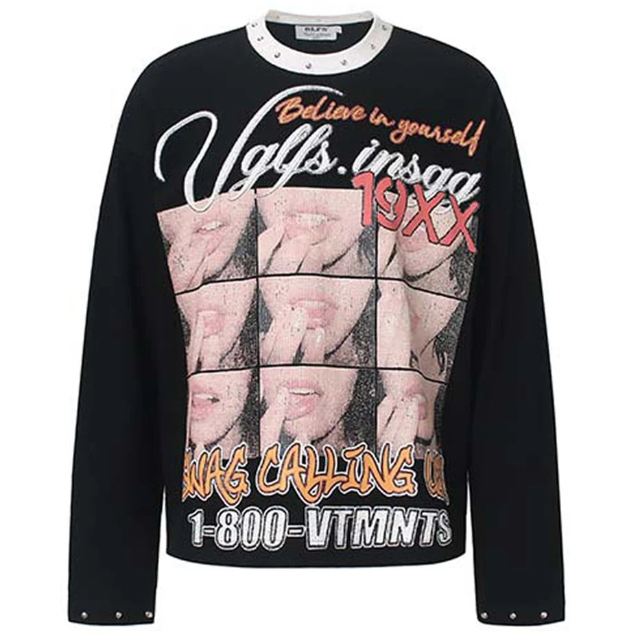 Y2K Graphic Oversized Long Sleeve Tee — styling shot