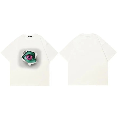 Beige Eye Graphic T-Shirt — fabric close-up