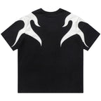 Black Spliced Graphic Oversized T-Shirt — front view