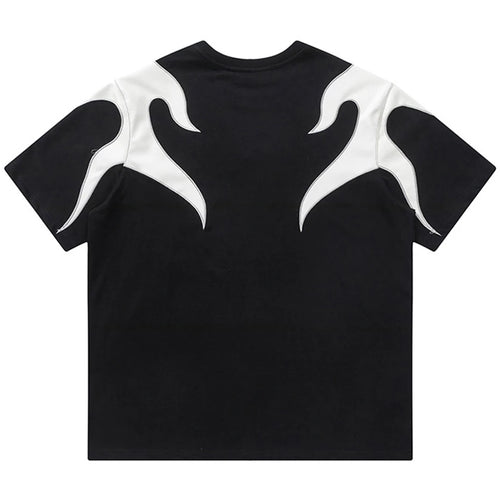 Black Spliced Graphic Oversized T-Shirt — front view
