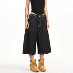Wide Leg Denim Shorts — detail shot