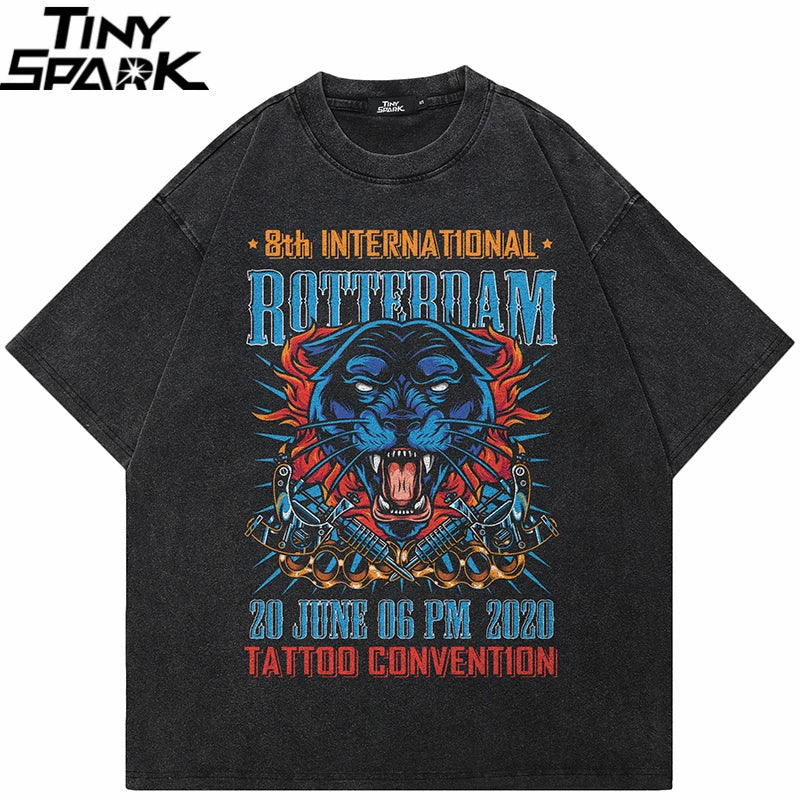 Animal Retro Black Washed T-Shirt — front view
