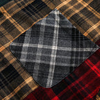 Retro Red Plaid Checkered Patchwork Oversized Shirt — detail shot