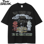 Vintage Black Angel Devil Faded T-Shirt — front view