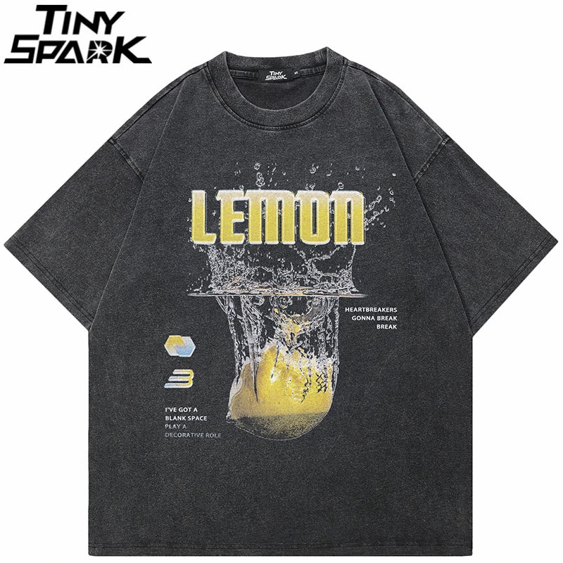 Emo Retro Black Washed T-Shirt — front view