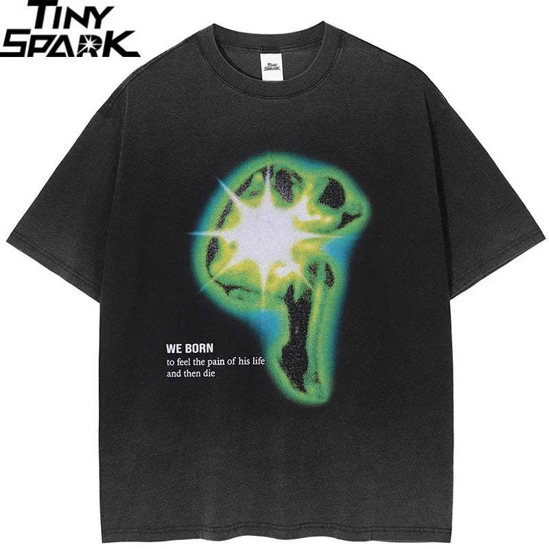 Vintage Black Washed Oversized T-Shirt — front view