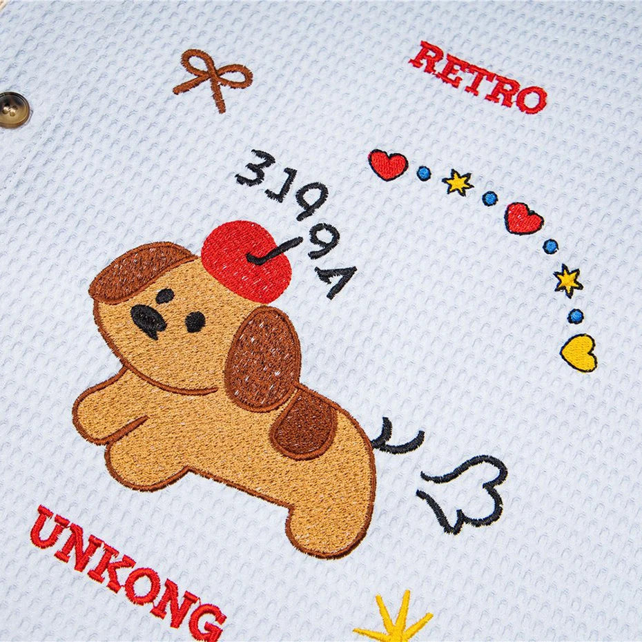 Cartoon Cat Graphic Loose Shirt — fabric close-up