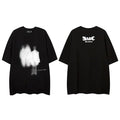 Vintage Shadow Print Oversized T-Shirt — fabric close-up