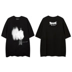 Vintage Shadow Print Oversized T-Shirt — fabric close-up