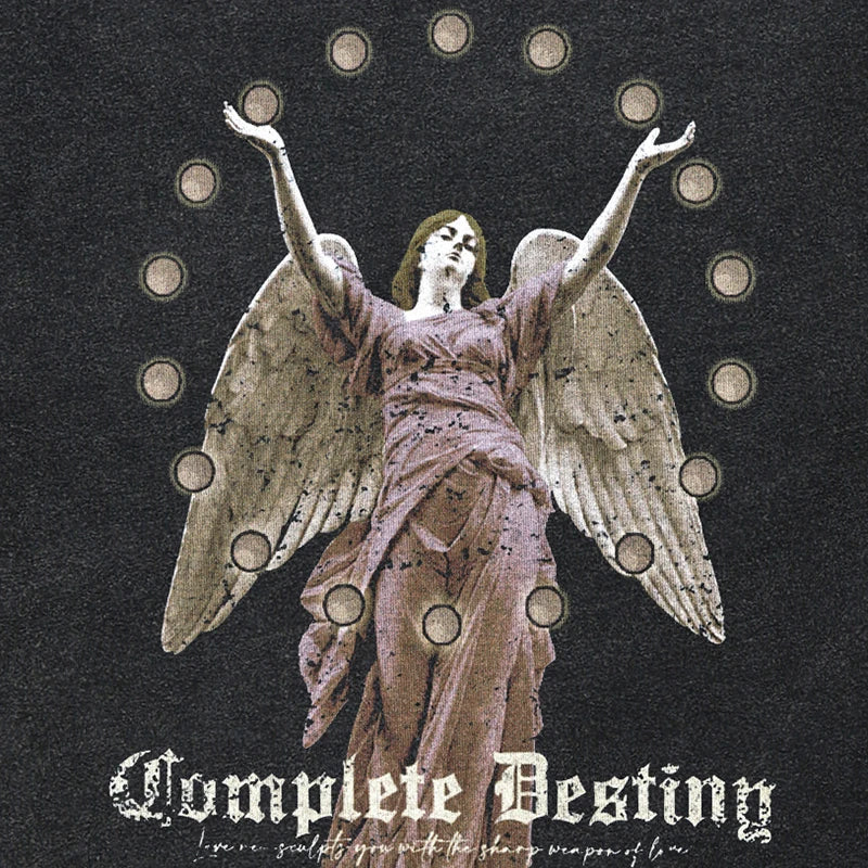 Vintage Black Angel Washed Relaxed T-Shirt — front view