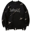 Y2K Vintage Ripped Knit Oversized Sweater — styling shot