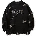 Y2K Vintage Ripped Knit Oversized Sweater — styling shot