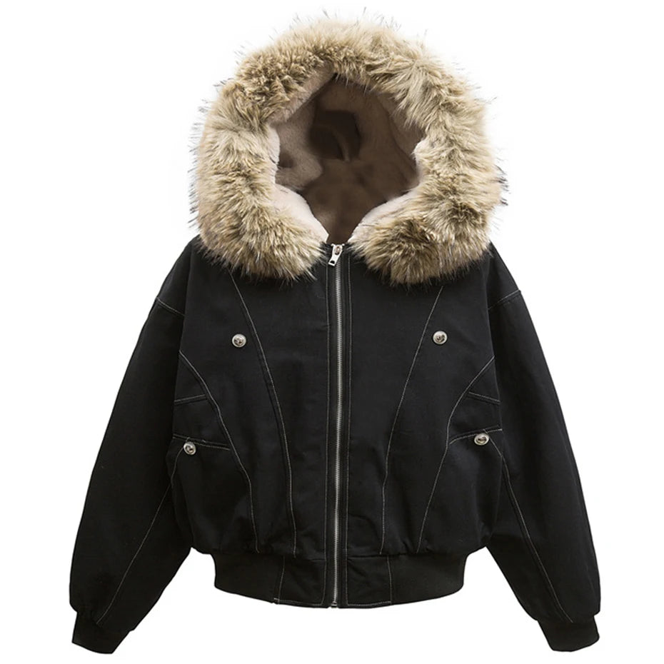 Vintage Padded Fur Puffer Jacket — styling shot