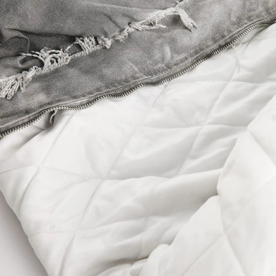 Retro Vintage Padded Oversized Puffer Jacket — fabric close-up