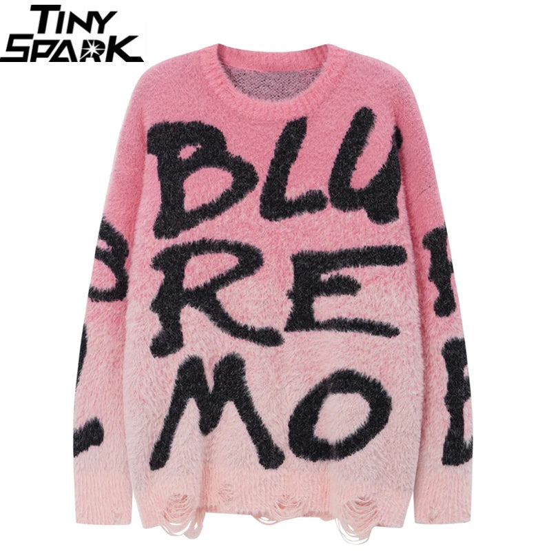 Y2K Gradient Graphic Knit Sweater — front view