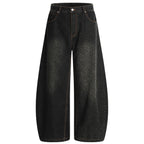 Loose Vintage Leopard Denim Baggy Jeans — back view