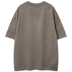 Vintage Embroidered Suede Oversized T-Shirt — detail shot