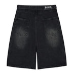 Net Vintage Patchwork Loose Denim Shorts — detail shot
