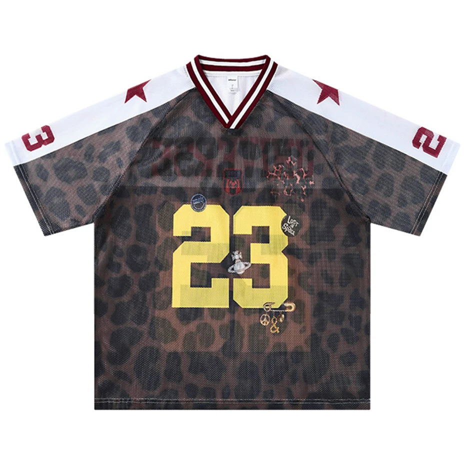 Y2K Leopard Graphic Oversized T-Shirt — front view