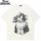 White Baby Cat Graphic T-Shirt — front view