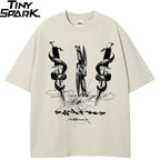 Punk Black Dark Snake Graphic T-Shirt — detail shot