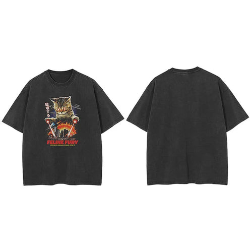 Black Cat Faded T-Shirt — detail shot