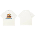 Funny Y2K White Cartoon Graphic T-Shirt — side view