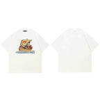 Funny Y2K White Cartoon Graphic T-Shirt — side view