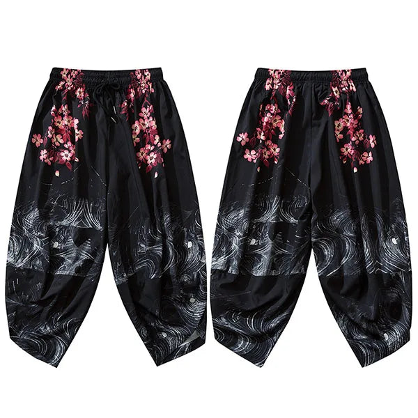 Floral Print Baggy Sweatpants — fit shot
