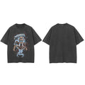 Graphic Black Skull Skeleton Washed T-Shirt — fabric close-up