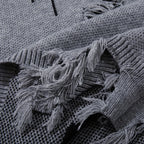 Vintage Ripped Knit Oversized Sweater — fabric close-up