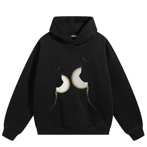 Cats Print Hoodie — fabric close-up