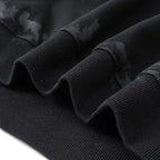 Vintage Black Striped Print Oversized Hoodie — fabric close-up