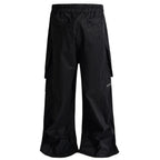 Pockets Black Baggy Cargo Pants — front view