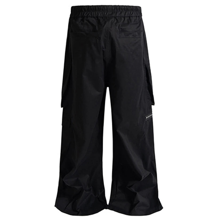 Pockets Black Baggy Cargo Pants — front view