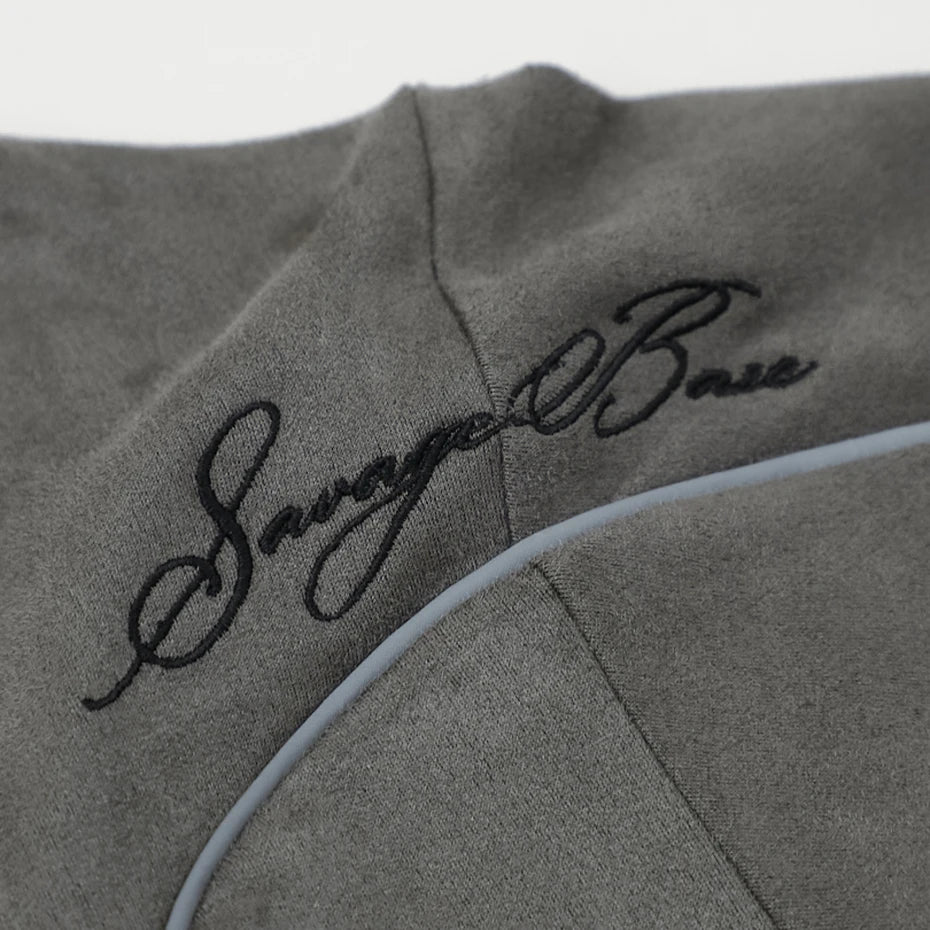 Vintage Striped Suede Oversized T-Shirt — fit shot