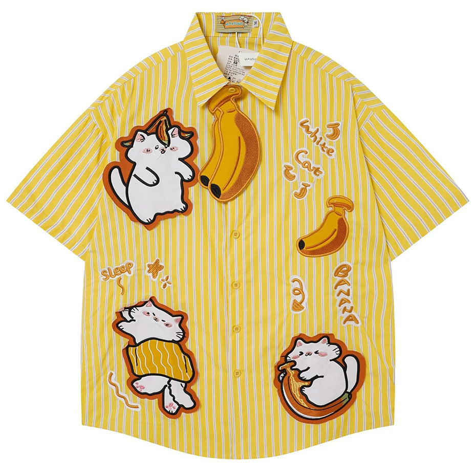 Y2K Cat Graphic Oversized Shirt — styling shot