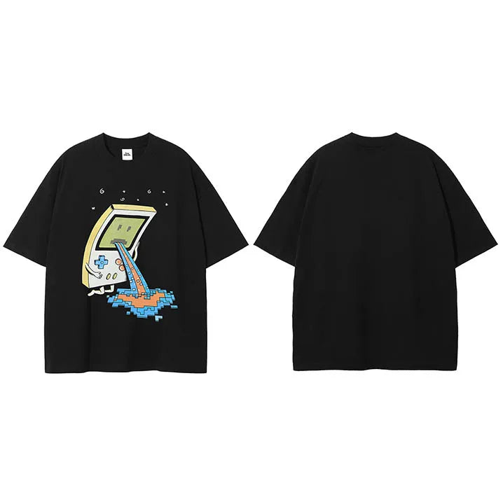 Graphic Retro Black Faded T-Shirt — side view