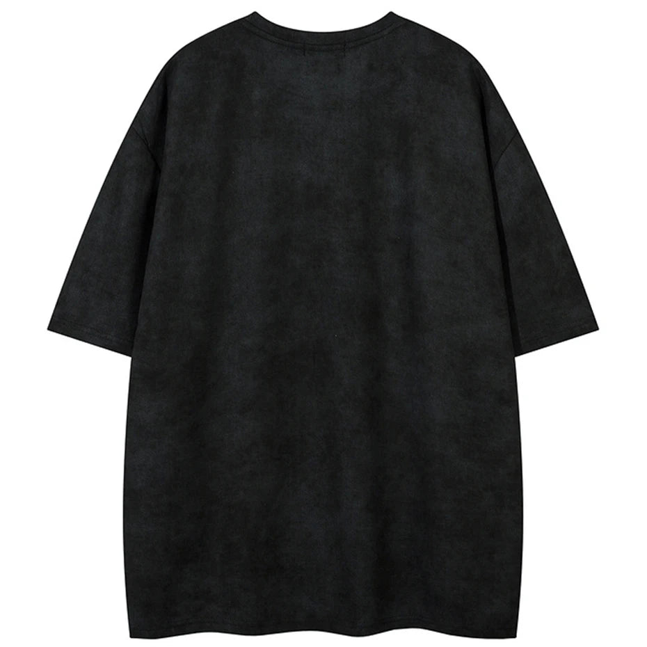 Vintage Graphic Suede Oversized T-Shirt — front view